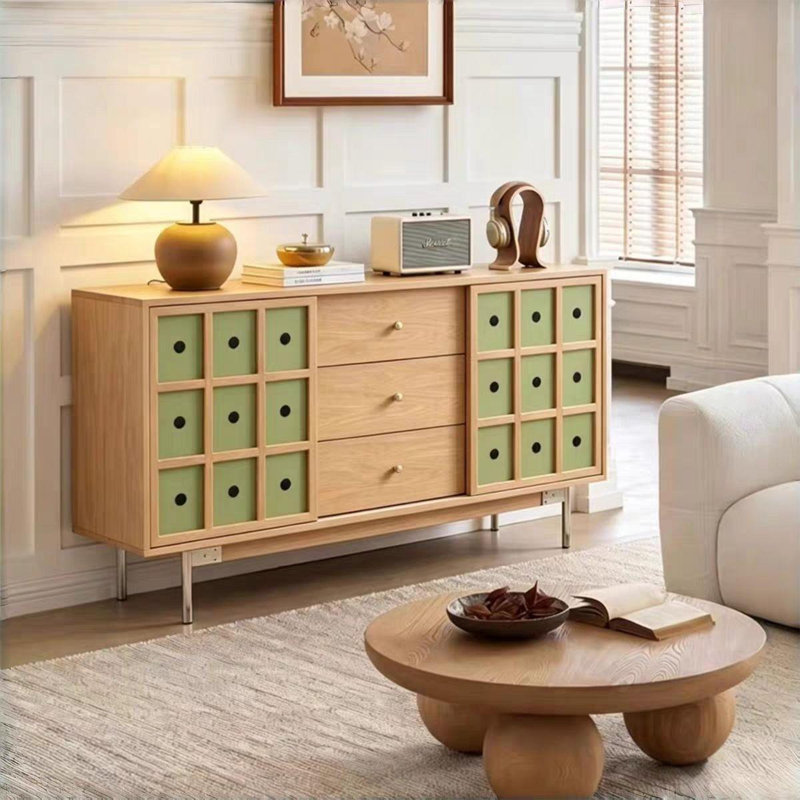 Table de buffet diagonale à blocs de couleur, H 32,28 po x l 59,06 po x P 17,32 po