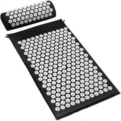 Ensemble de tapis et oreillers Sorbus Acupressure, noir