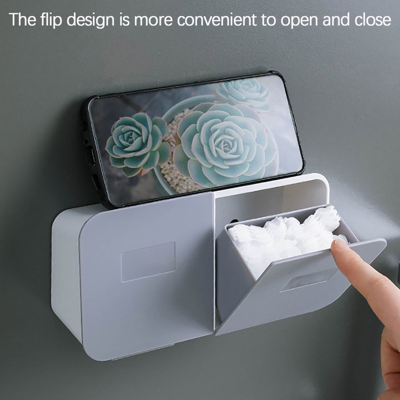 Trace- Wall-mounted Sealed-proof Bathroom Storage Box Cotton Swab Tissue Storage Box