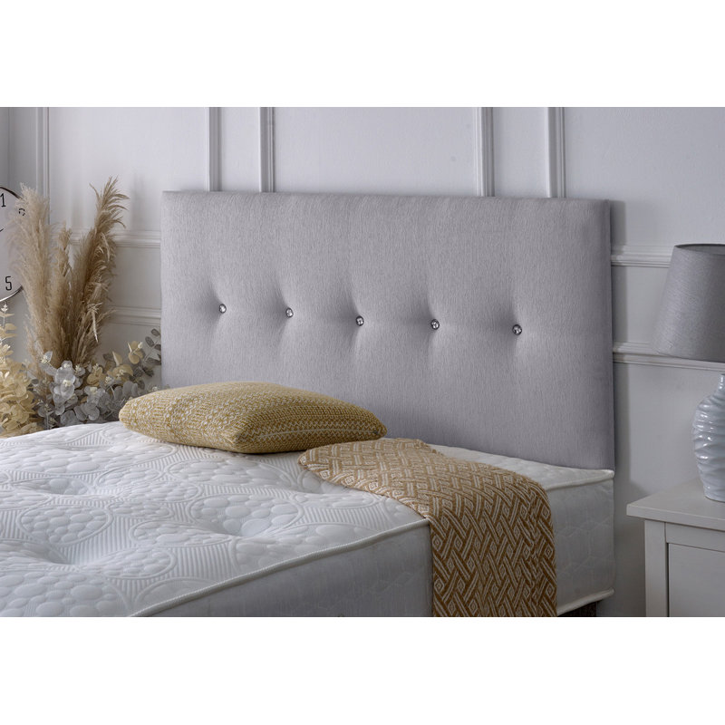 Upholstered Headboard, Small Double (4'), Light Grey Chenille