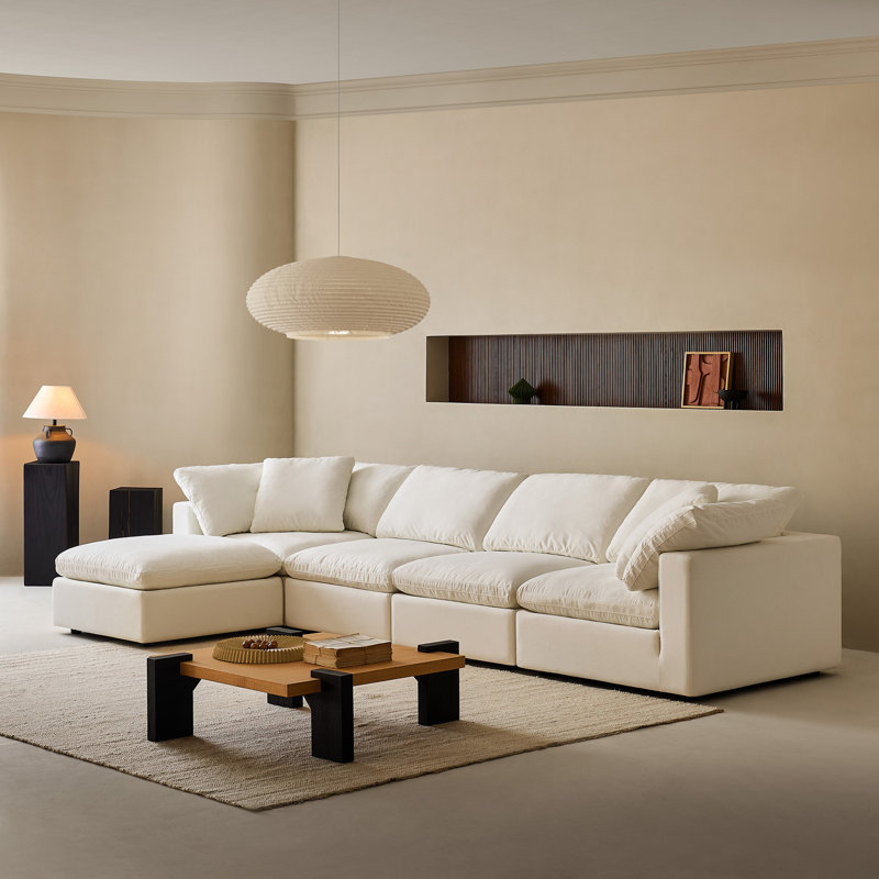 Canapés modulaires 4 places et 1 repose-pieds, Beige
