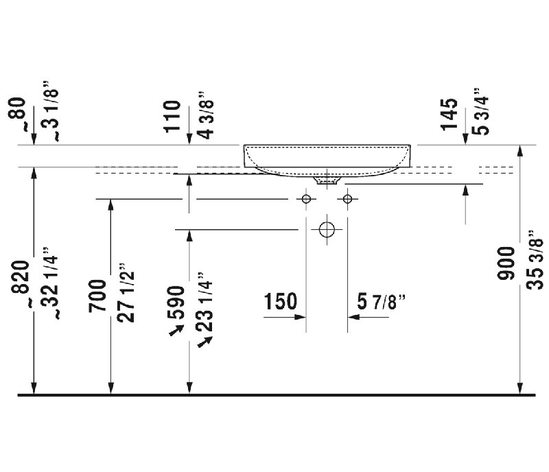 Ceramic Rectangular Vessel Bathroom Sink