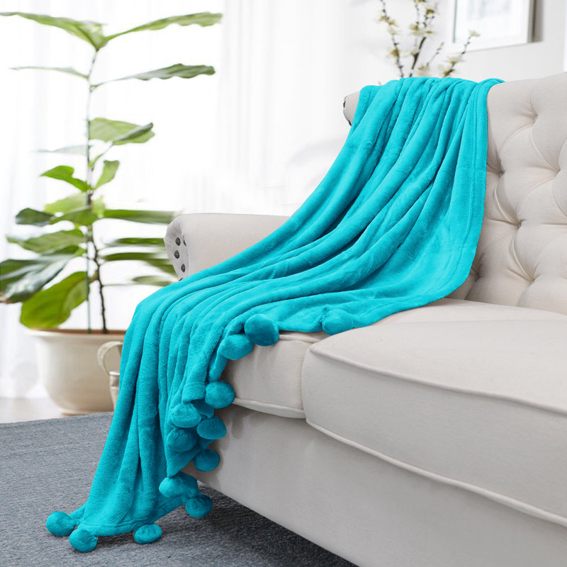  Couverture en molleton flanelle, Bleu baltique, L 50 po x L 60 po