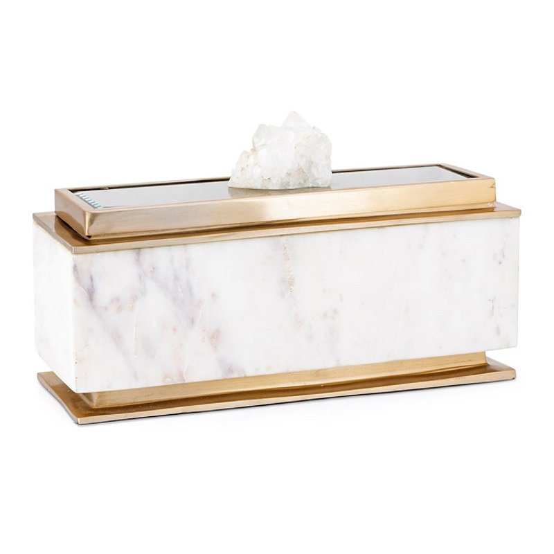 Marble Box with Gold Metal Trim and Gemstone
