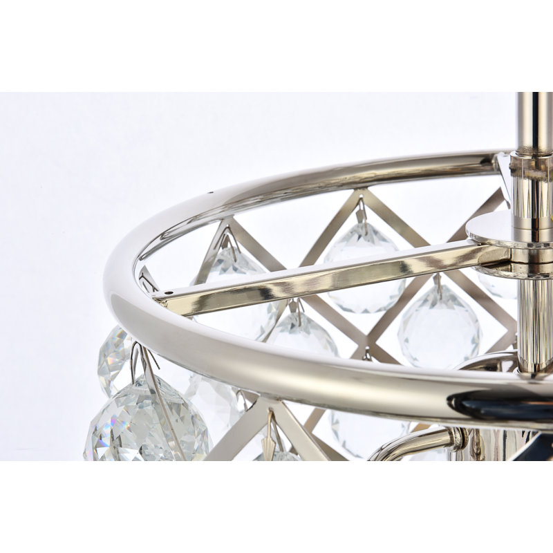 Swinney 4 - Light Dimmable Drum Chandelier, Crystal (Clear), Polished Nickel