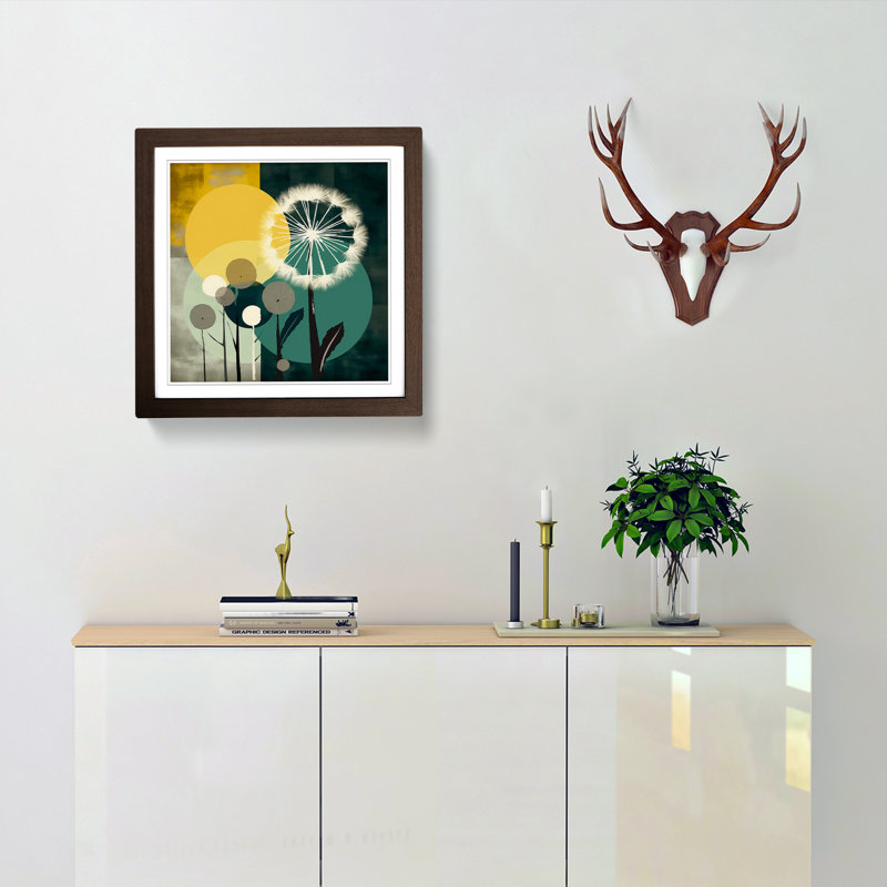 Dandelion Bauhaus No.5 - Framed Print, Walnut
