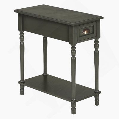 Accent Table, 2 Tier, Side Table, End, Narrow, Nightstand, Bedroom, Lamp, Storage Drawer
