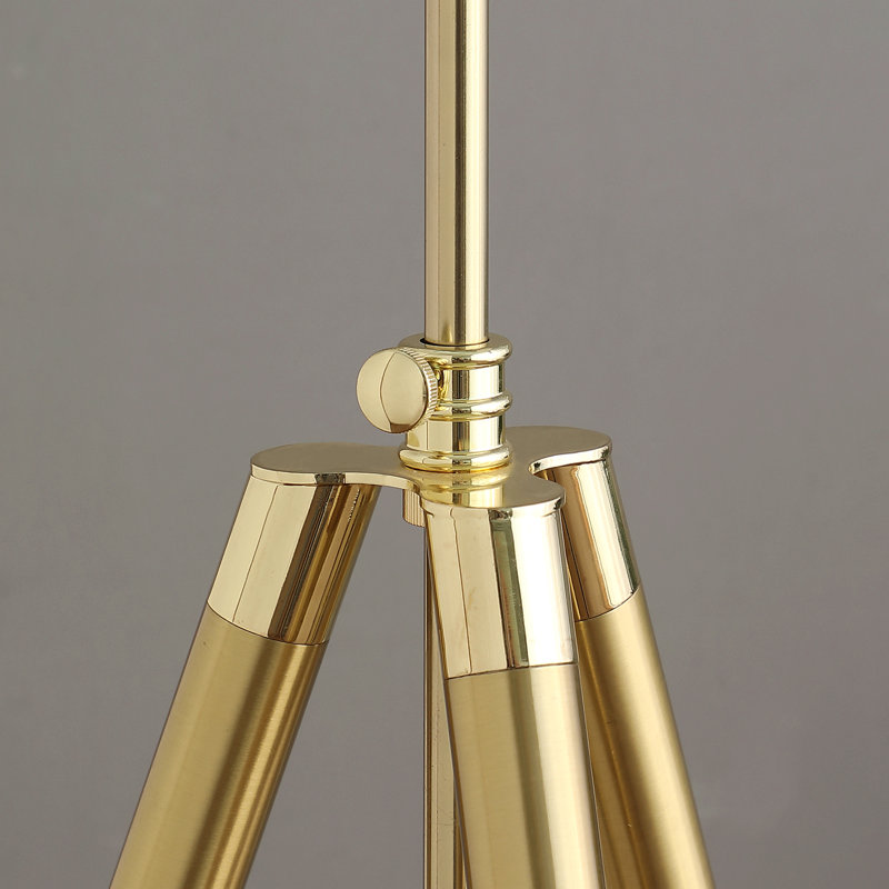 64" - 47"H Adjustable Height Brass/Shiny Gold Modern Tripod Floor Lamp For Living Room, Standing Lamp For Bedroom