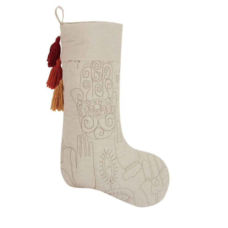 Hamsa Quilted Stocking With Tassels