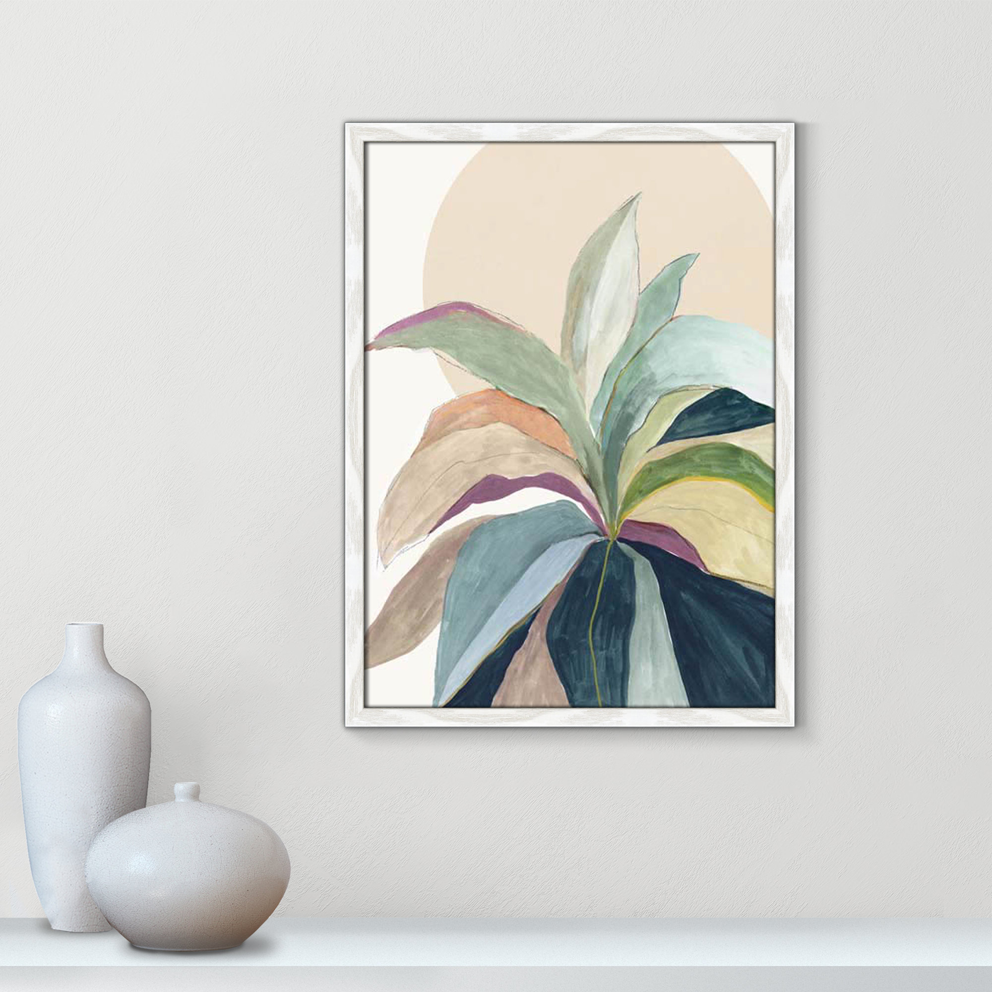 Sunny Bright Leaves II by Asia Jensen, White Slim Unmatted Picture Framed, 23" H x 17" W x 0.75" D