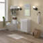 C879292826E647F69B8827282C368057 - Ensemble de meuble-lavabo de 21,6 po avec lavabo en marbre de Carrare: comprend des tablettes de rangement ouvertes à droite
