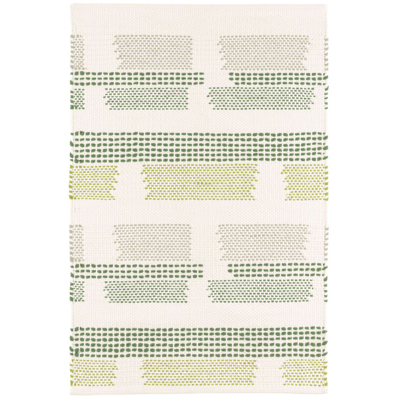 Kit Kemp x Annie Selke Tread Lightly Green Handwoven Cotton Rug, Rectangle 10' x 14'