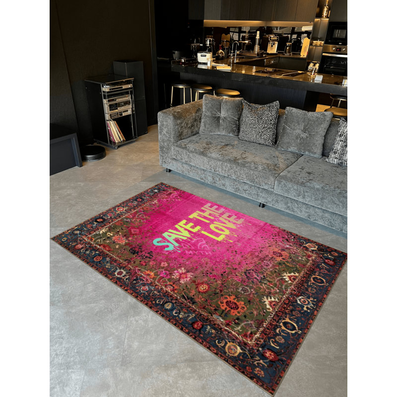 Tapis décoratif créatif et moderne avec motif écrit «Save Love», Rectangle 2 pi 8 po x 5 pi