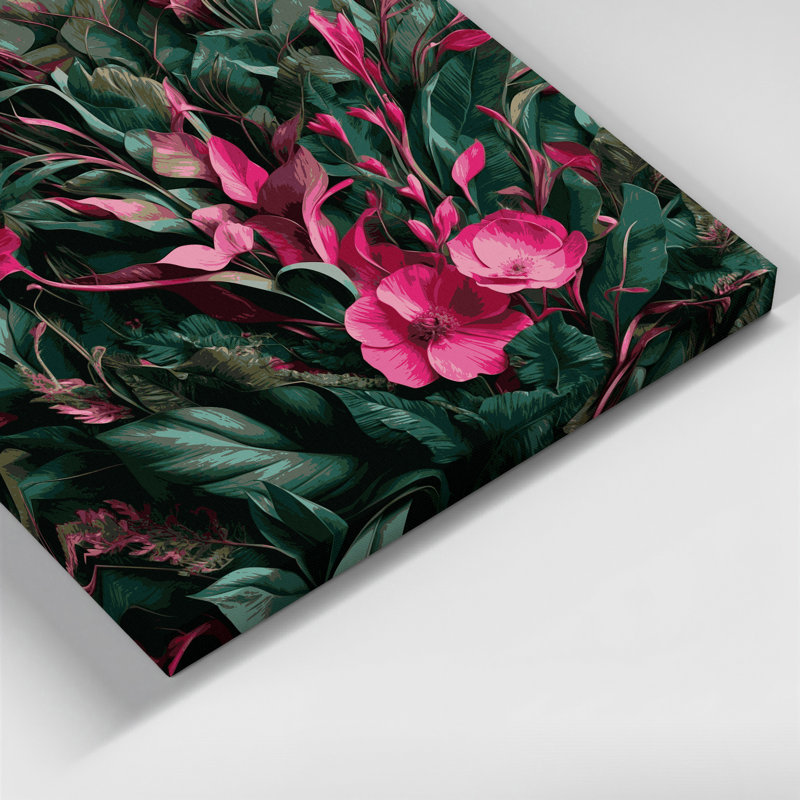 «Abstract Florals 40», art mural sur toile verte, H 8 po x l 8 po