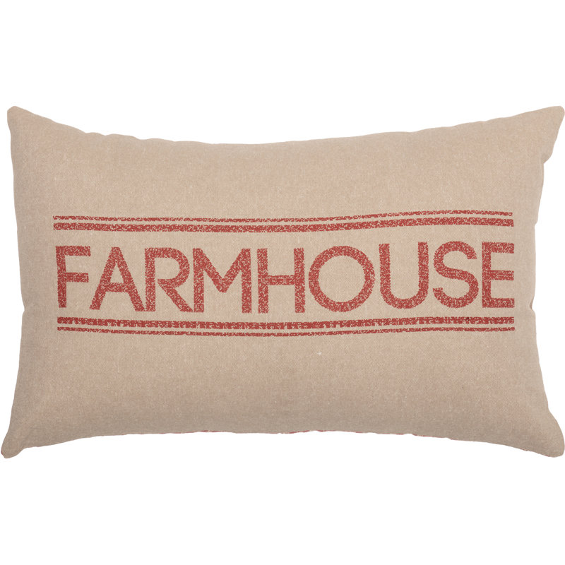 Sawyer Mill Buttons Cotton Reversible Throw Pillow, Country Red/Khaki/Crème