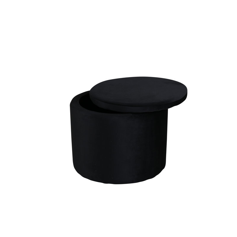 Dareona 51cm Wide Round Pouf Ottoman, Black