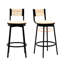 Chaises de bar pivotantes blanc crème, de 2, structure en métal et siège en corde de papier fait à la main, style scandinave, pour tabourets de comptoir 2 pièces pour salon, avec revêtement absorbant les chocs, balcon tissé à la main-2110672757