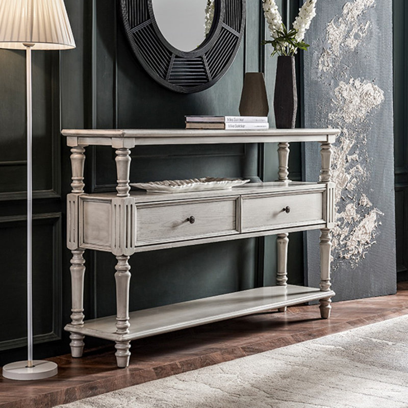 Console rectangulaire en bois massif blanc, H 39,37 po x l 34,65 po x P 12,99 po, Blanc