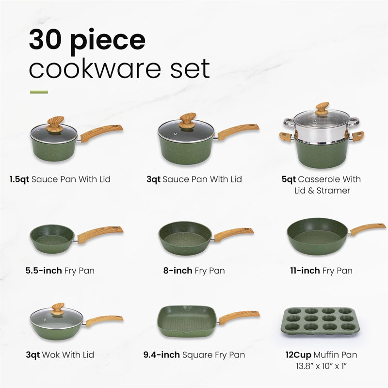 30 - Piece Non-Stick Aluminum Cookware Set