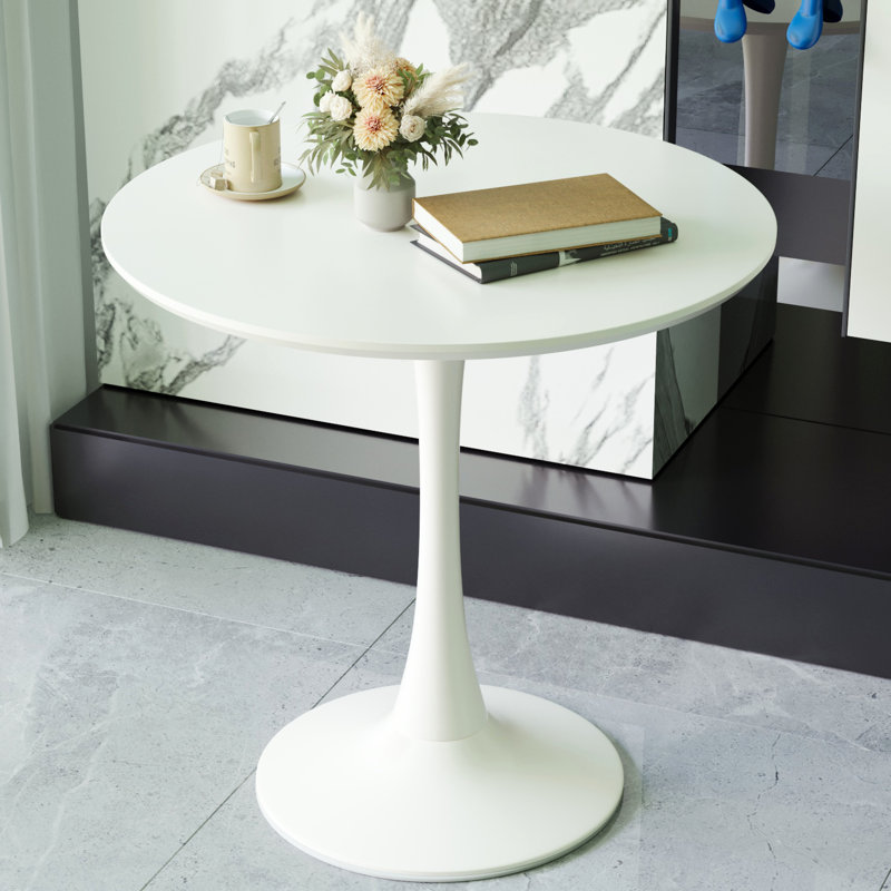 Table de salle à manger Bjarnheiur, H 28,821 po x l 31,571 po x P 31,571 po, Blanc, Blanc