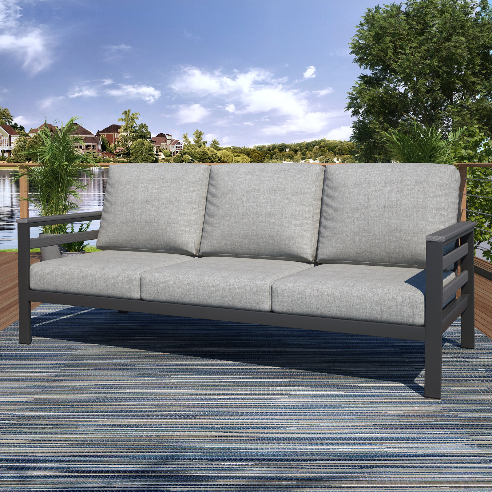 Townsend 80" Sunbrella® Patio Sofa, Canvas Granite Sunbrella® Canvas, Coastal Grey