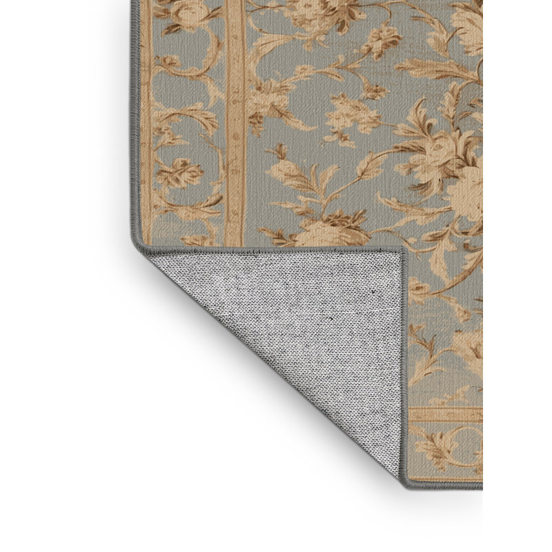Tapis gris français lavable à la machine, Rond 4 pi