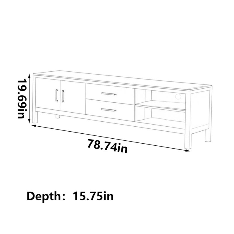 Meuble télé simple moderne en noyer noir, 78.74"
