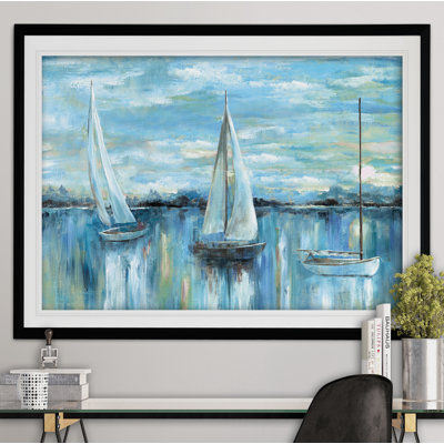 « soirée on the bay », reproduction de peinture à l’acrylique encadrée