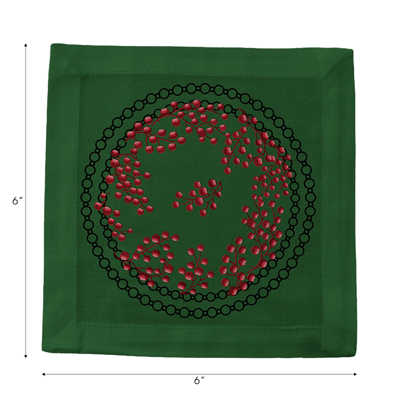 Square Napkins, Red Green
