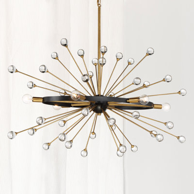  Lustre ovale 6 lumières Ariel en noir avec accents dorés Ariel