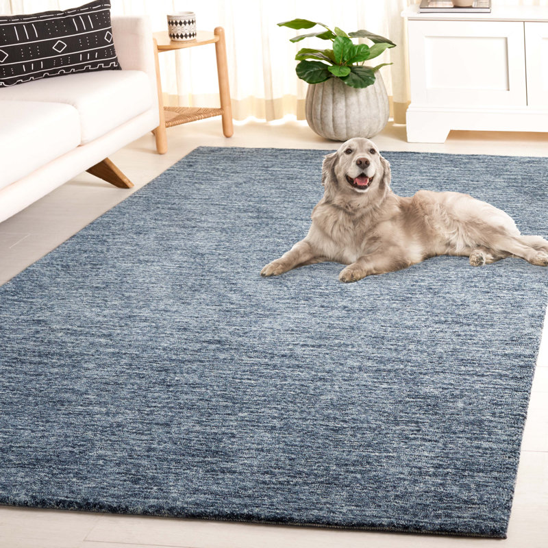 Furness Handloomed Wool Cotton Rug in Navy/Grey, Rectangle 3' x 5'