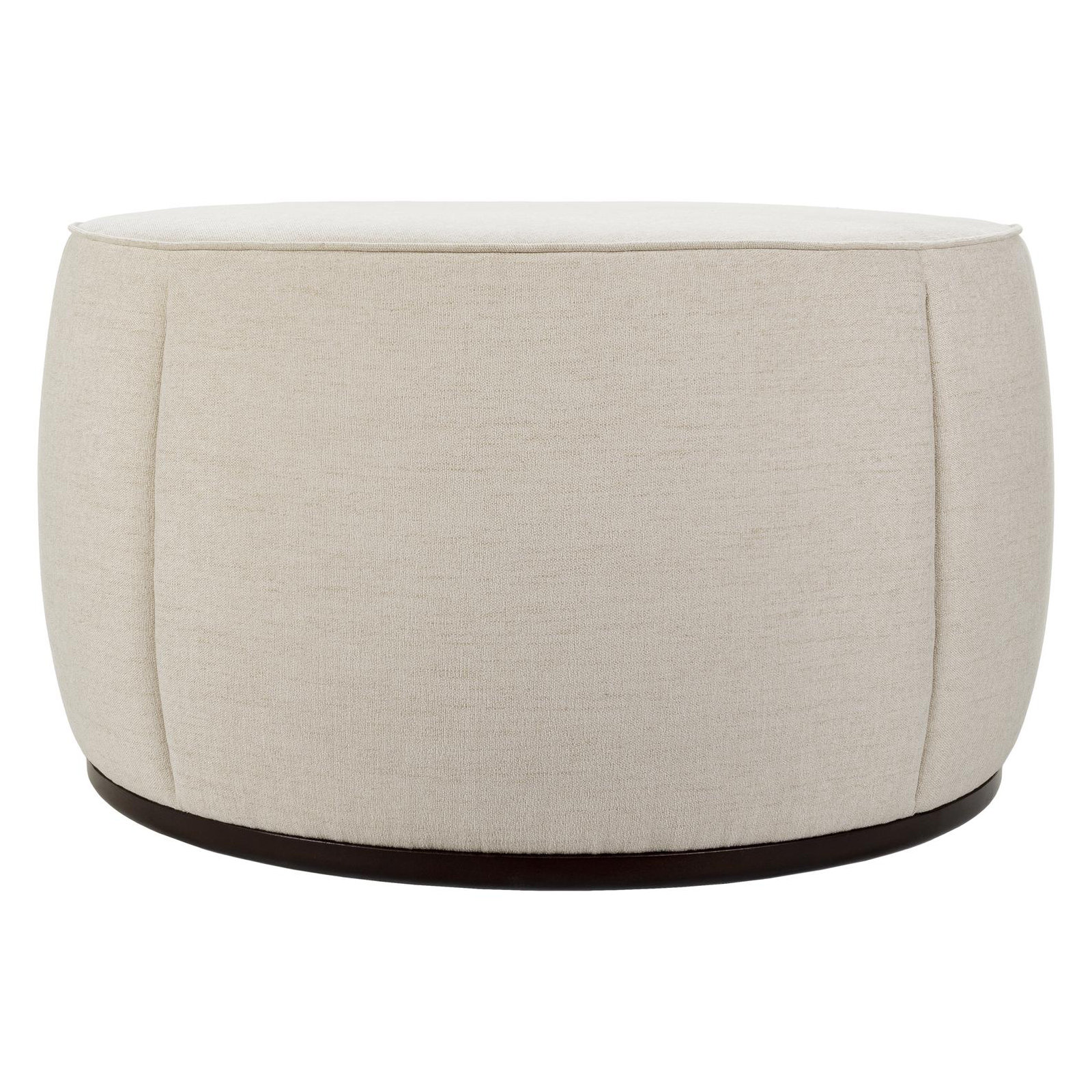 Alexandria 36" Round Ottoman, White Polyurethane/Polyester