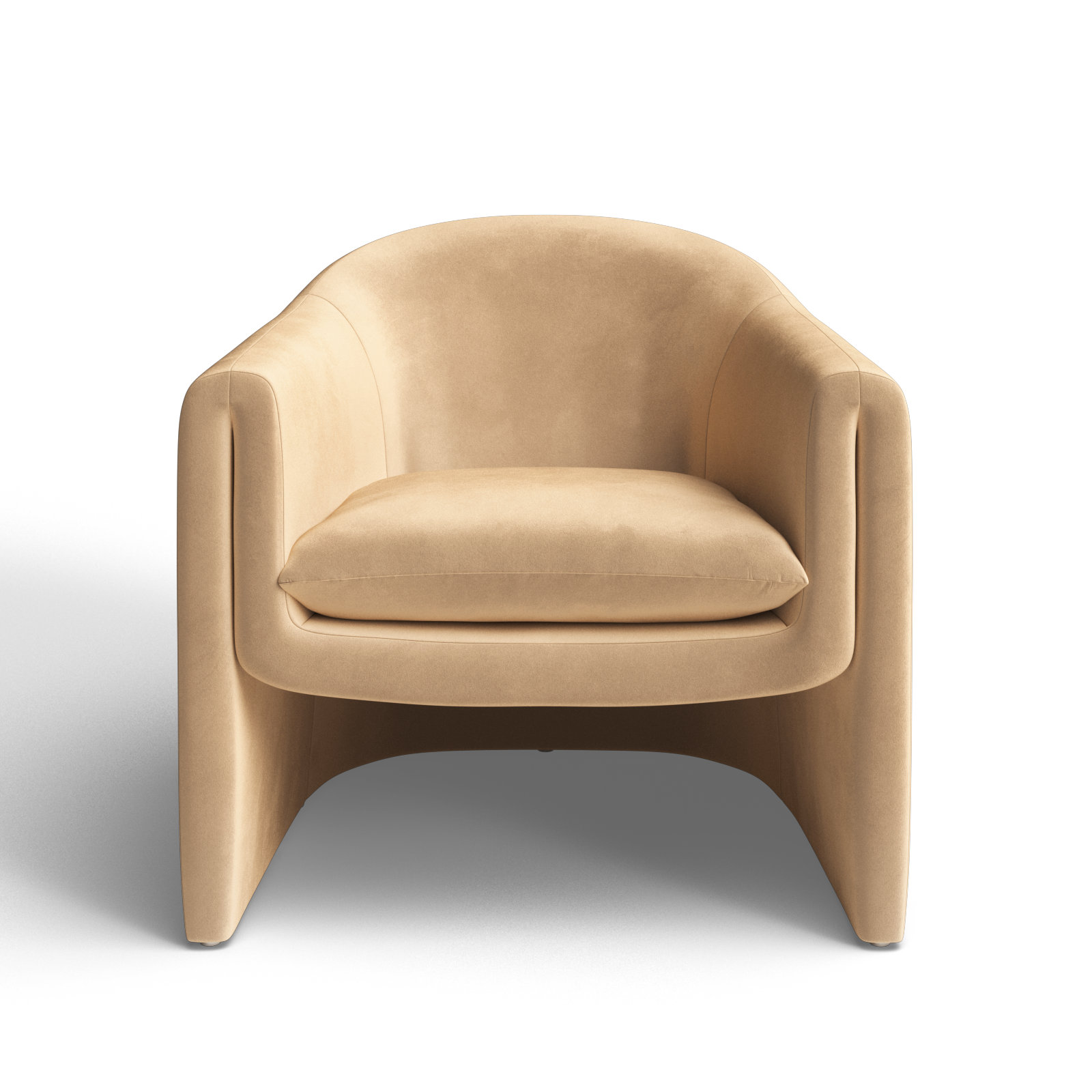Pollman Barrel Chair, Light Brown Velvet