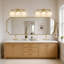 Luminaire de salle de bain à 3 lumières à intensité variable avec abat-jour en verre blanc-73134977-73134979-73135006