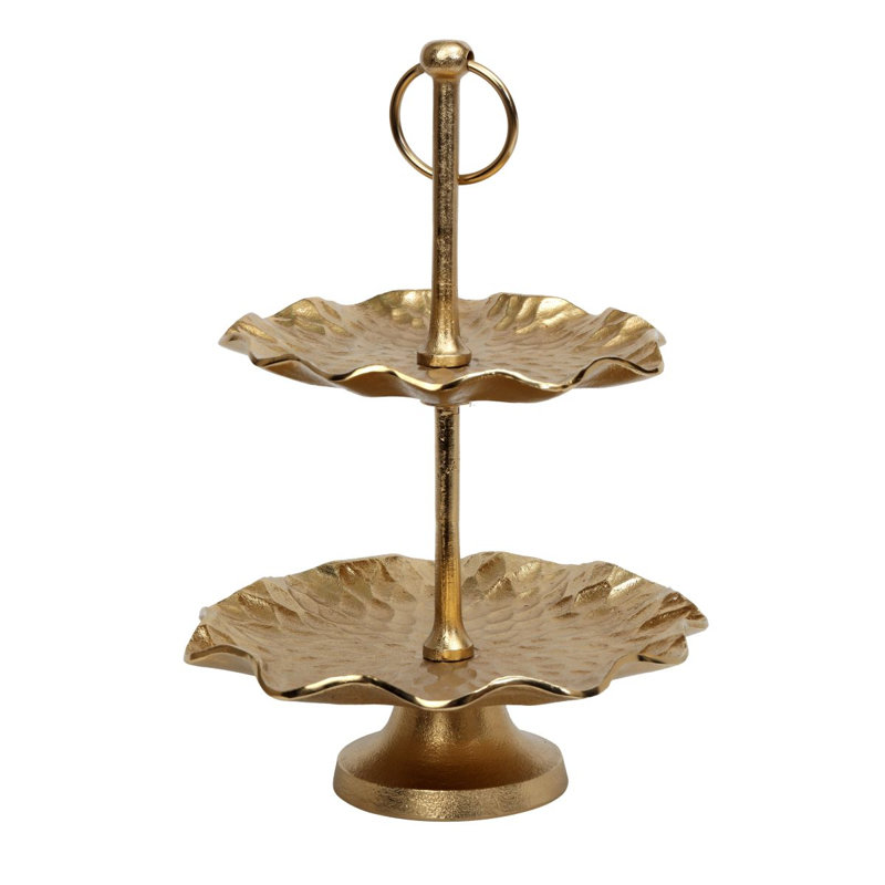Gold Metal Scallop Tiered Tray