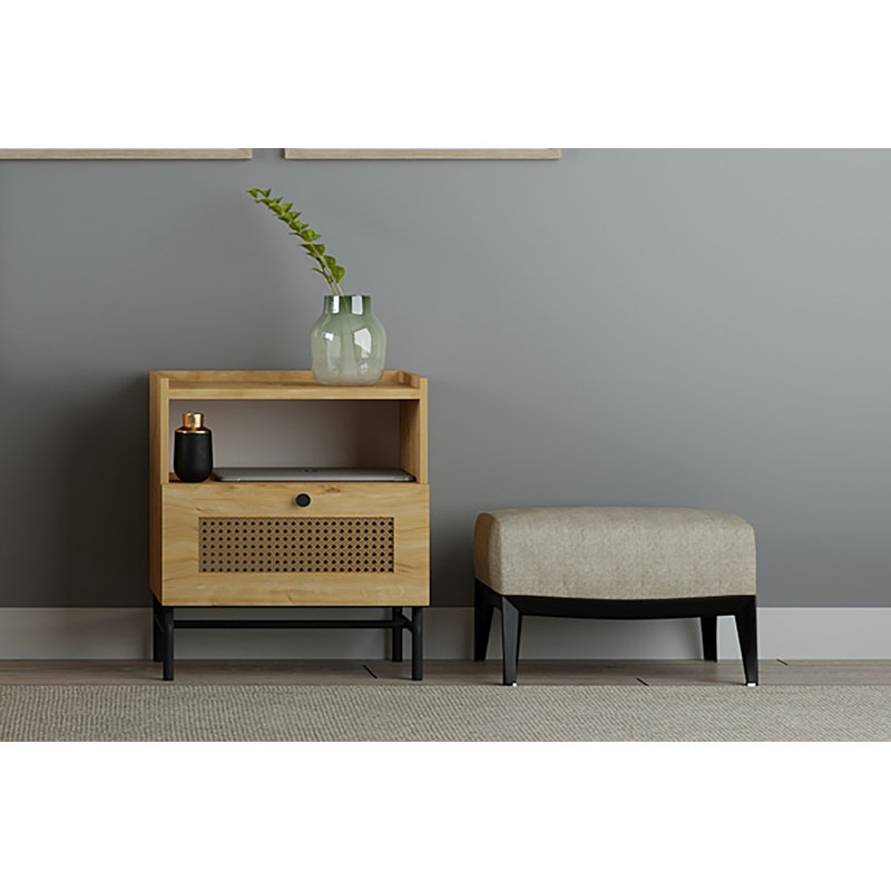 Abinaya 45cm W Manufactured Wood Bedside Table