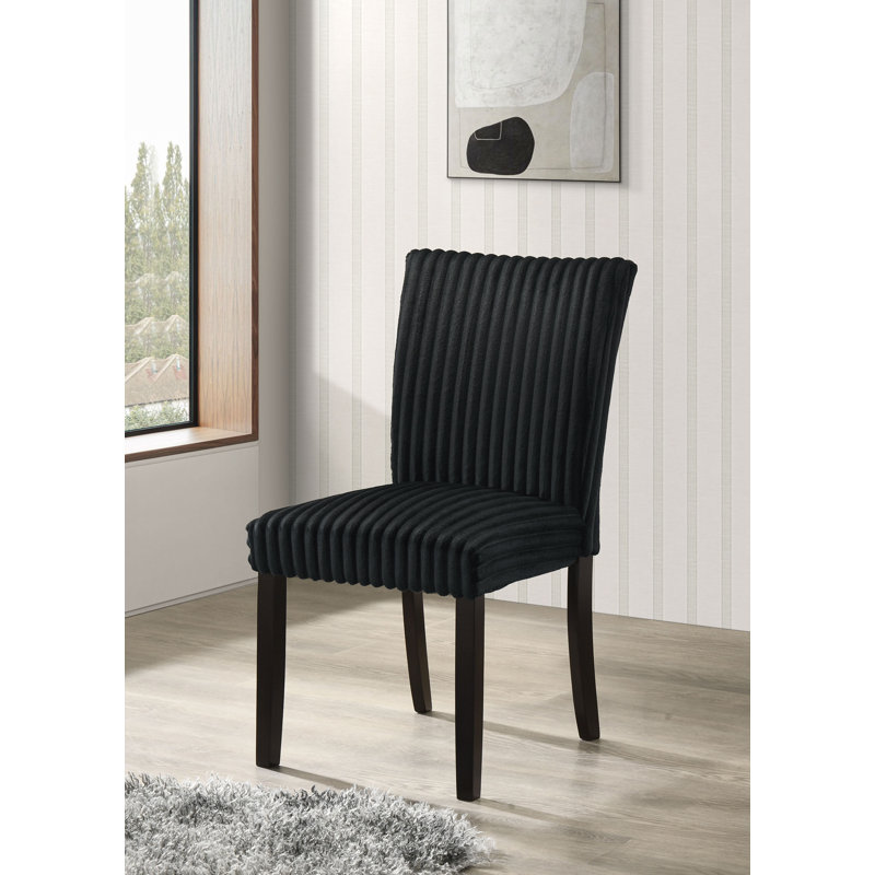 Chaise de salle à manger rembourrée Dermott Parson noire (ensemble de 2), Noir