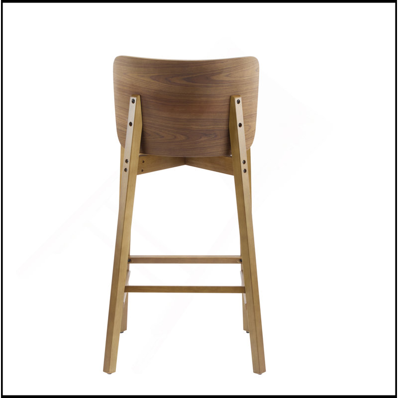 Tabouret de bar d'intérieur en bois Pari, finition noyer, ensemble de 2