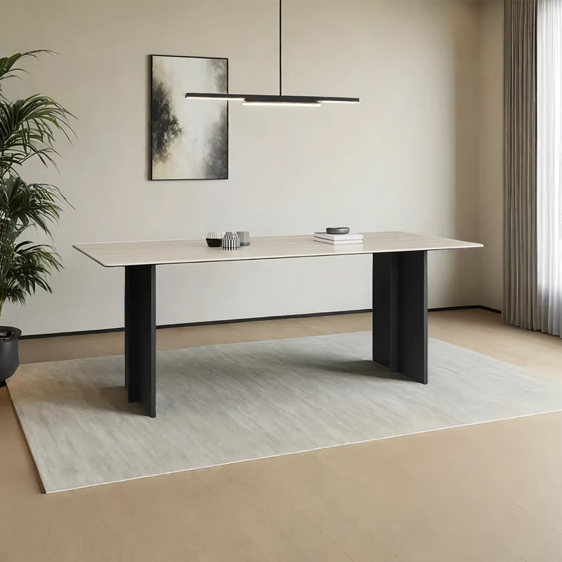 Table de salle à manger rectangulaire entièrement naturelle, H 29,52 po x L 70,86 po x l 35,43 po