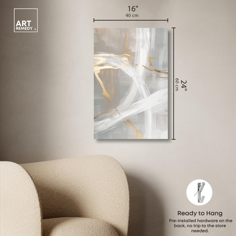 Silvered Spirals II Canvas Elegant Gold Abstract by Art Remedy, Wrapped Canvas, 24" H x 16" W