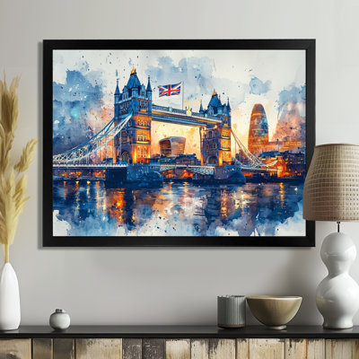 «Moonlight on Tower Bridge Lights In London II - England», art mural