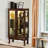 Walnut Curio Cabinet With Adjustable Shelves, Mirrored Back For Exhibits Classic Style And Storage-2136944196