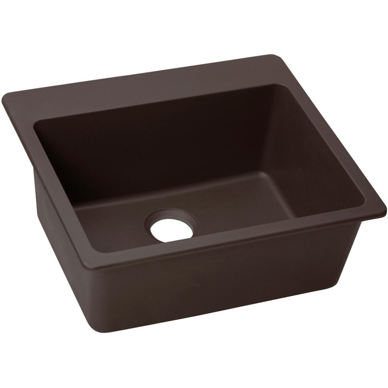 Évier de cuisine à chute l 25 po x l 22 po Quartz Luxe, Châtaignier