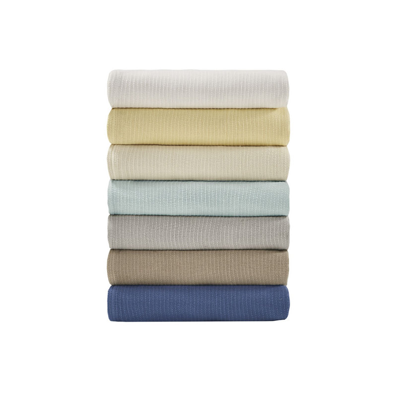 Couverture en coton Gracie Mills Brock Classic, Lit simple, Bleu