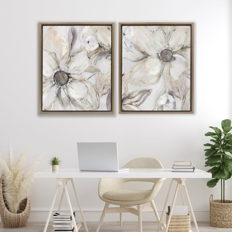 Ensemble de cadres flottants 2 pièces Sandstone Tinted Blooms, design par Carol Robinson, H 31 po x l 25 po