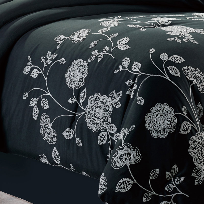 Iris Polyester Floral Comforter, King Comforter + 6 Additional Pieces