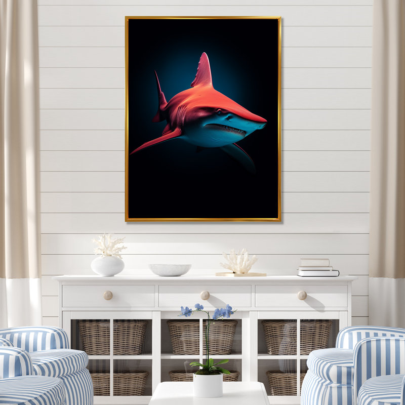 " Red Shark Photo Haven ", Gold Floater Framed, 40" H x 30" W x 1.5" D