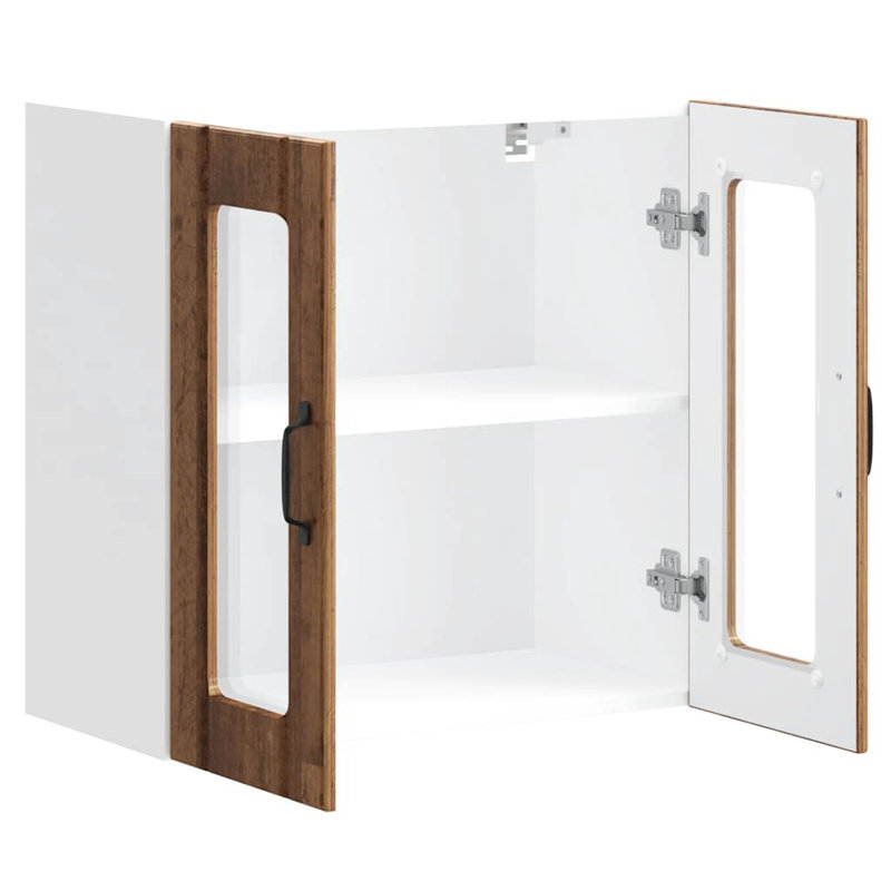Armoire murale avec porte en verre vidaXL, H 23,62 po x l 23,62 po x P 12,20 po, Vieux bois