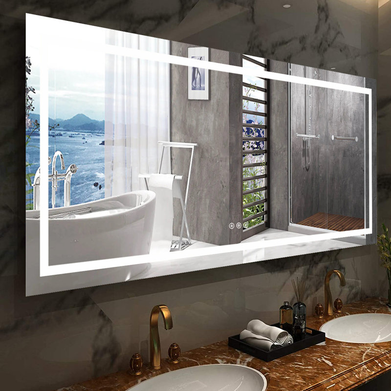 Miroir de salle de bain rectangulaire rétro à DEL haute luminosité 84 po x 32 po Eleen
