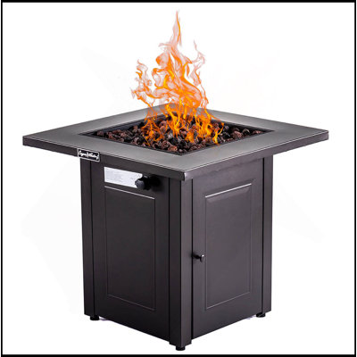 28In Propane Fire Pits Table, 50000 BTU Gas Square Outdoor Dinning Firepit Fireplace Dinning Tables With Lid, Lava Stone, ETL Certification, For Outside Garden Backyard Deck Patio